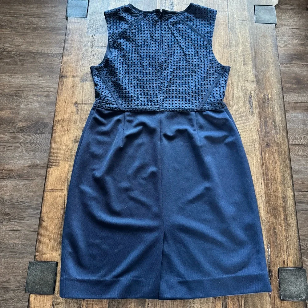 EUC‎ J. Crew Navy Double Faced Pique Eyelet Sleeveless Dress